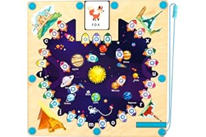 Protado Magnetic Alphabet Maze,Montessori Toys Wooden Puzzle Activity Board for Toddler Preschool Learning, Fine Motor Skills Education Toys Ideal Gift for Kids 3 4 5 Years Old Boys and Girls