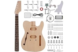 ZEFF DIY Electric Guitar Kit with Basswood Body,6 Strings Electric Guitar Kits W/Maple Neck, Maple Fretboard, S-S Pickups, All Accessories Included, Adjustable Bridge System