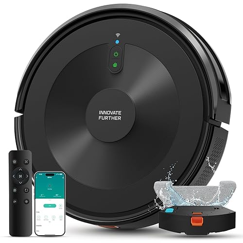 Deenkee Robot Vacuum 4000Pa Strong Suction, Robot Vacuum Cleaner with Mop 7.8cm Ultra-Slim & Smart Navigation & Wifi/APP/Alexa Control & Schedule, Self-Charging Clean (Light Black)