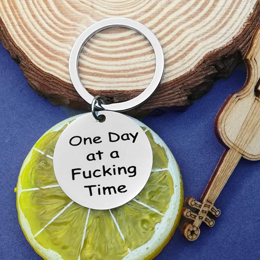 Sobriety Gift Keychain One Day at a Time Keychain AA Gift NA Recovery Sobriety Alcoholics Anonymous Recovery Gifts New Beginnings Gift Sober Stainless Steel Keyring - Image 3