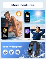 Cloudpoem Fitness Tracker Heart Rate Sleep Pedometer IP68 Waterproof for view 7