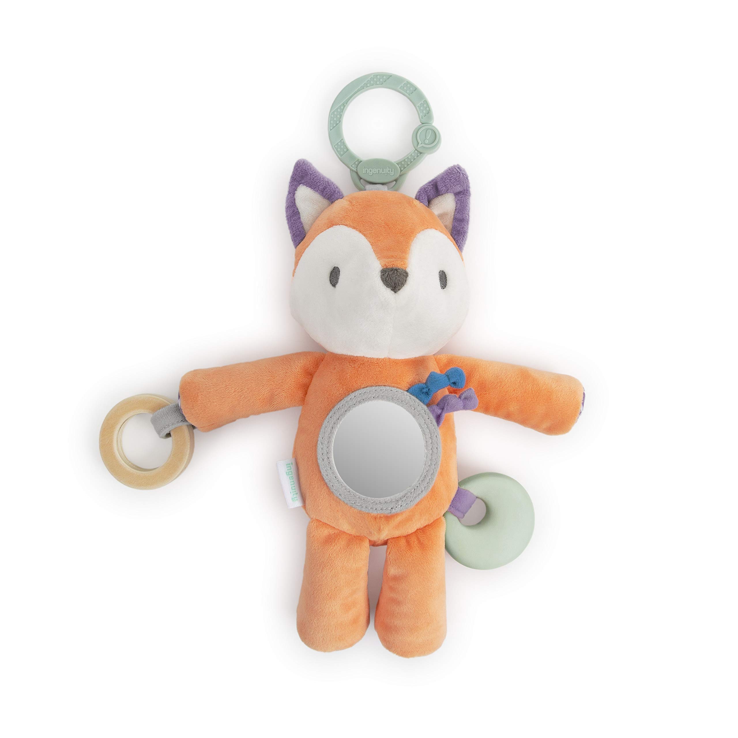 Ingenuity Premium Soft Plush Travel Activity Teether Toy - Kitt the Fox, Ages Newborn +