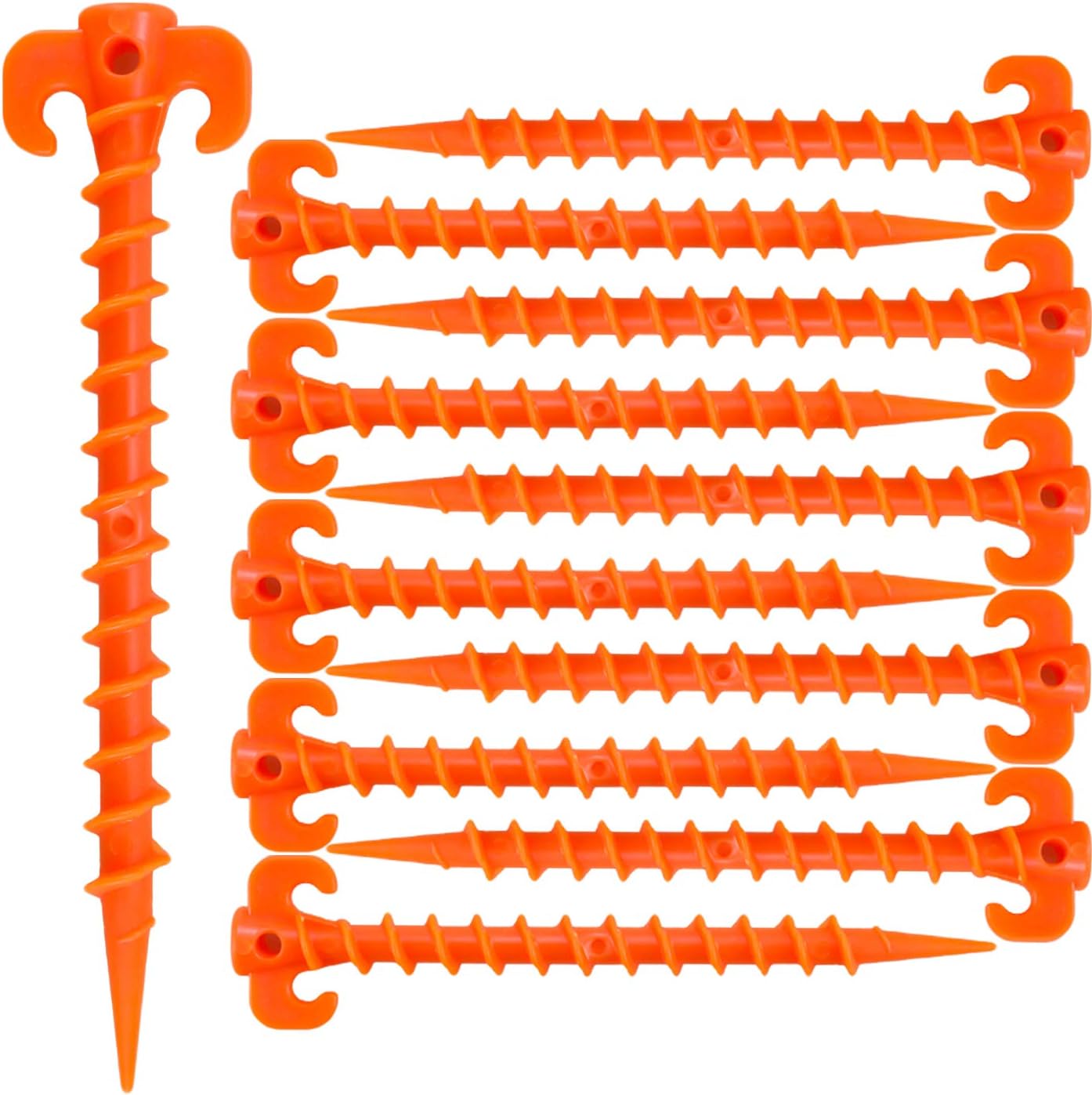 MotBach 10 Pieces 7.9 Inch Orange Canopy Stakes Tent Pegs