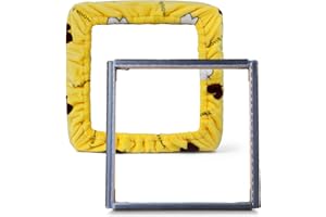 ICZW Gripper Strip Frame Punch Needle Rug Hooking Frame with Cover - 19.6" x 19.6" (Yellow)
