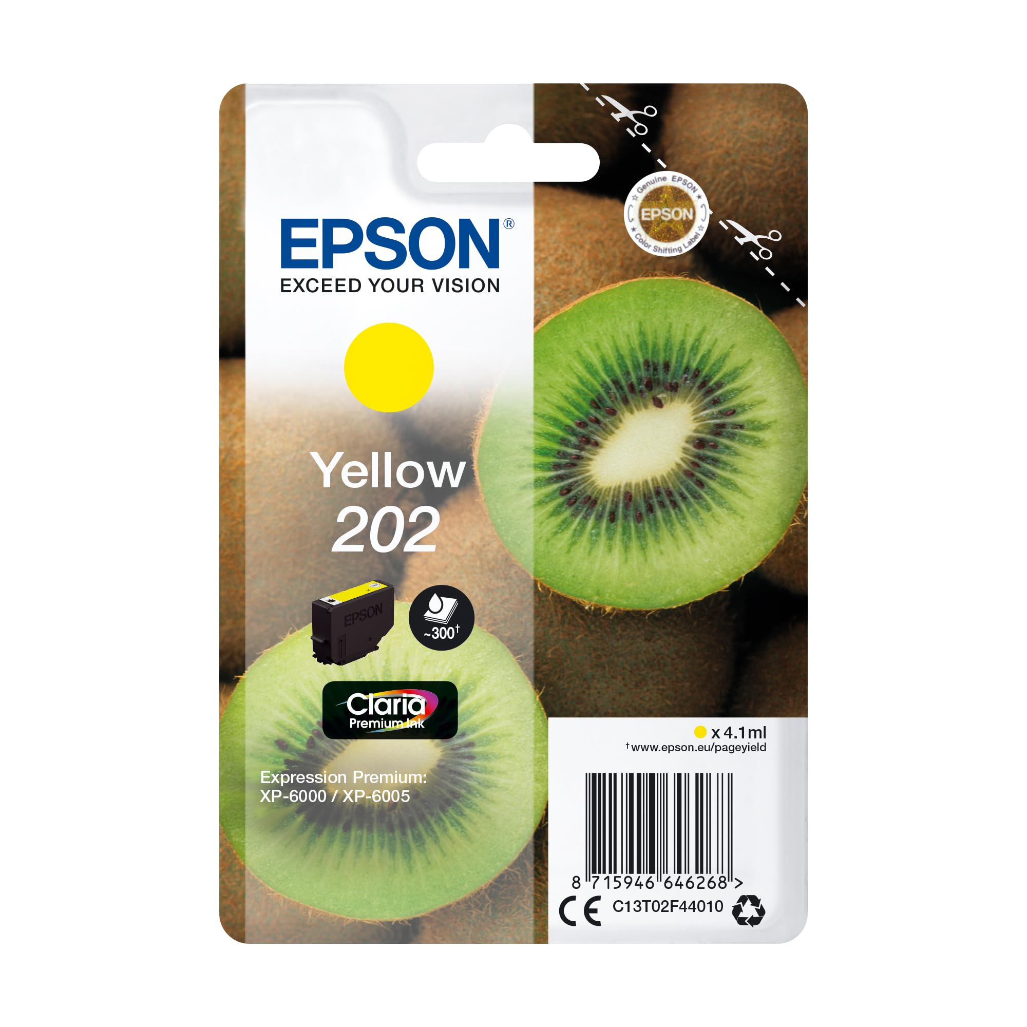 Epson 202 Yellow Kiwi High Yield Genuine, Claria Premium Ink Cartridge