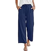 ANRABESS Women Wide Leg Capri Pants Summer Palazzo High Waisted Casual Loose Lounge Flowy Cropped Beach Trousers Work Outfits