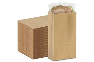 Brown Paper Lunch Bags - [100 Count] - (4 LB) - Recyclable Kraft Paper Bags with Self-Standing Design for Easy Packing - Craf