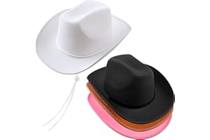 SGBETTER 4 Pack Kids Cowboy Hat Felt Western Plain Cowboy Hat for Child Cowboy Party Cosplay Dress-Up Stage Play Accessory