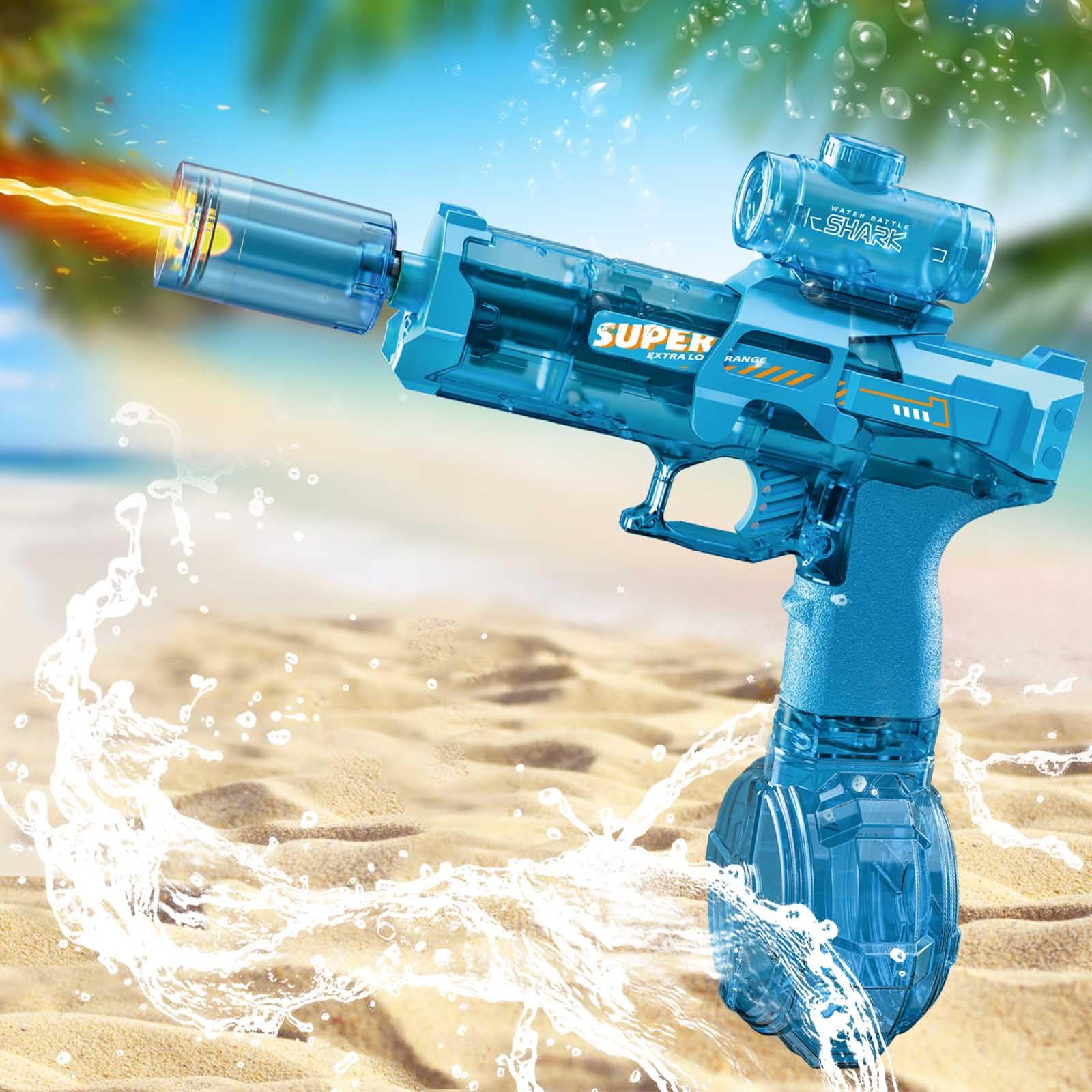New Electric Water Guns for Adults Kids, Automatic Water Gun With LED Lights, Ultra-Long Range, Ultra-Long Standby, 320CC Large Capacity Water Guns (Blue)