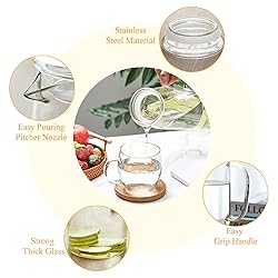 Hsei 2 Sets Glass Pitcher with Lid, 67.6 oz / 2000