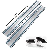 Barlezy 194368-5 110" Track Saw Guide Rail Joining Set for Makita | 194368-5 for Track Saw Kit with Connectors and Anti Slip Rubber Strips, Includes 2x55" Extruded Rails