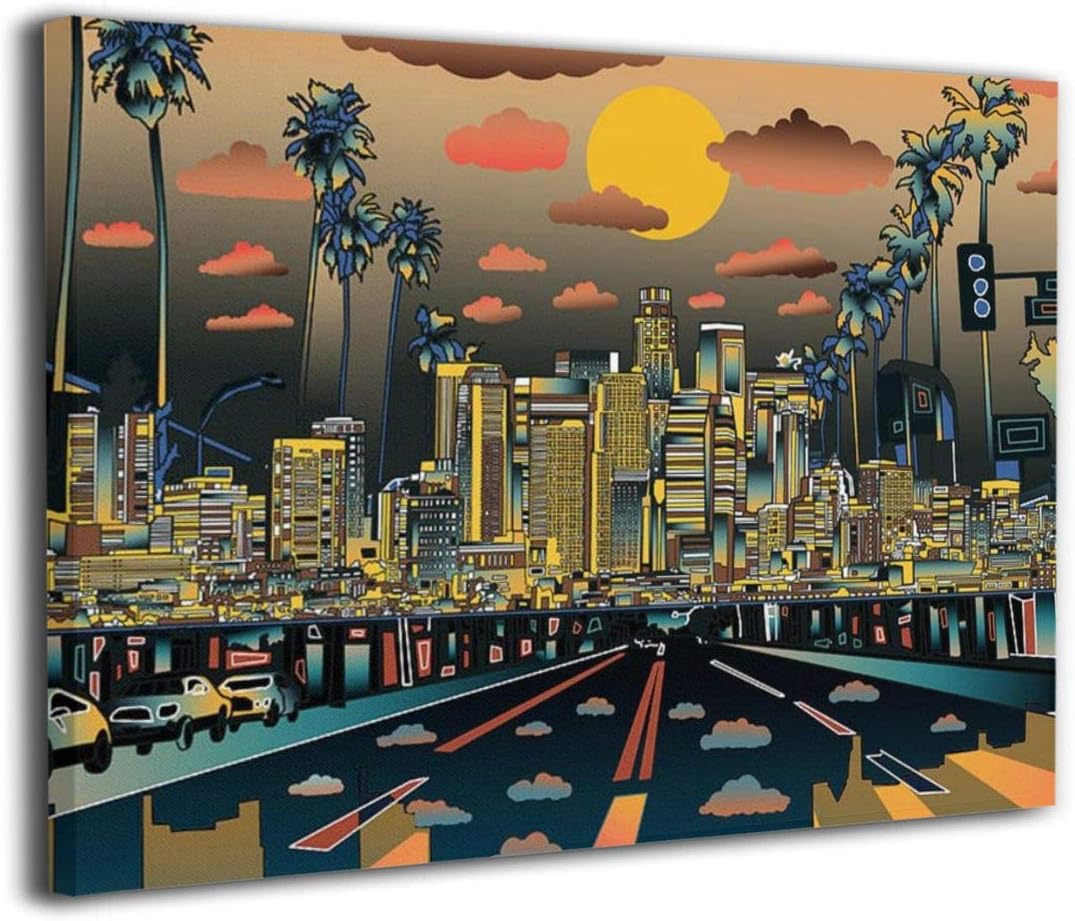 Achujuyou Premium Canvas Wall Art, Los Angeles City Decor