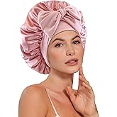 Double Layer Satin Silk Hair Bonnet for Sleeping Women Reversible Adjustable Bonnet with Tie Band for Curly Braids Hair