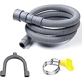 HLMOptimo 6 Feet Universal Washing Machine Drain Hose Flexible Dishwasher Drain Hose Extension Kits Corrugated Washer w/ 2 Cl