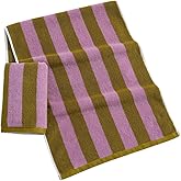 Absnuopt Brown & Purple Two-Tone Striped Hand Towel Lightweight Quick Dry 100% Cotton Ultra Soft Absorbent Hand Towel for Bathroom Home Decorative 13 X 29, 2 Pack