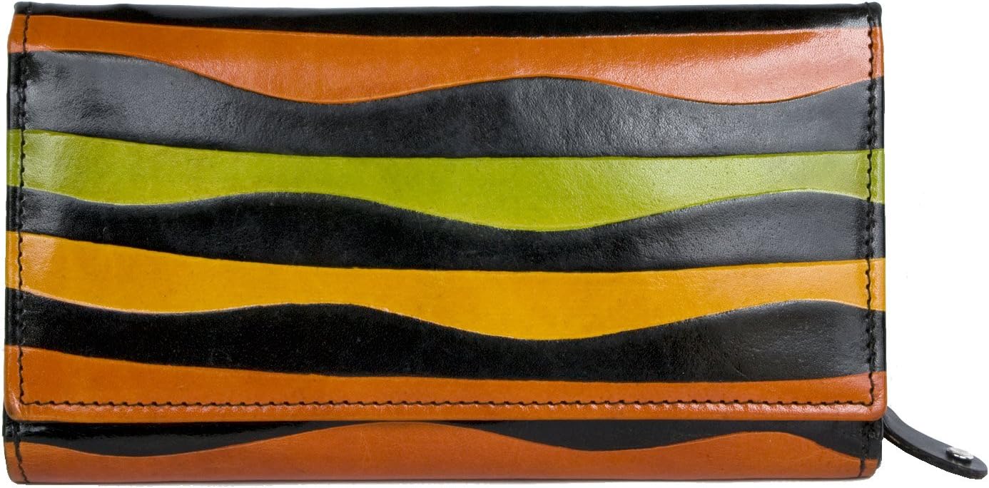 FLW Women's Colorful Clear Coated Genuine Leather Wallet, Multicolour