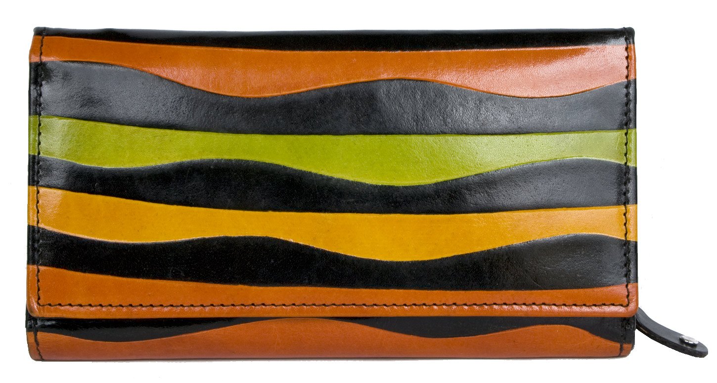FLW Women's Colorful Clear Coated Genuine Leather Wallet