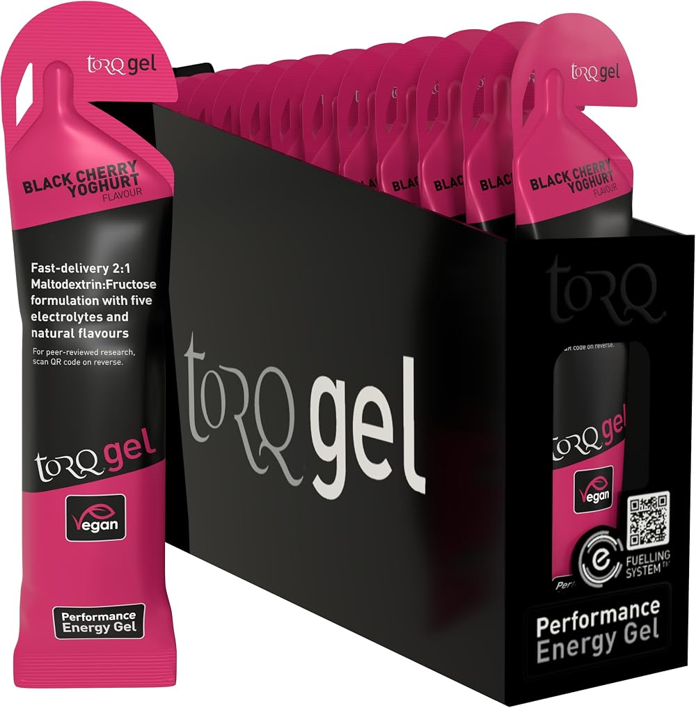 TORQ Running Gels with Electrolytes Cherry Yoghurt 30g Carbs 2:1 Maltodextrin
