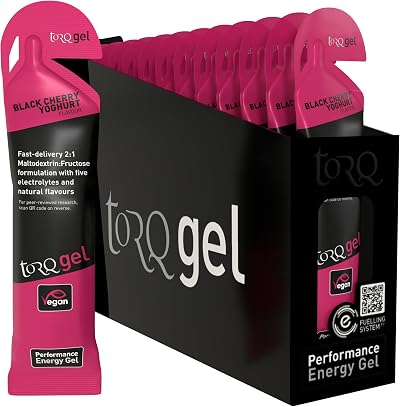 TORQ Running Gels with Electrolytes Cherry Yoghurt 30g Carbs 2:1 Maltodextrin