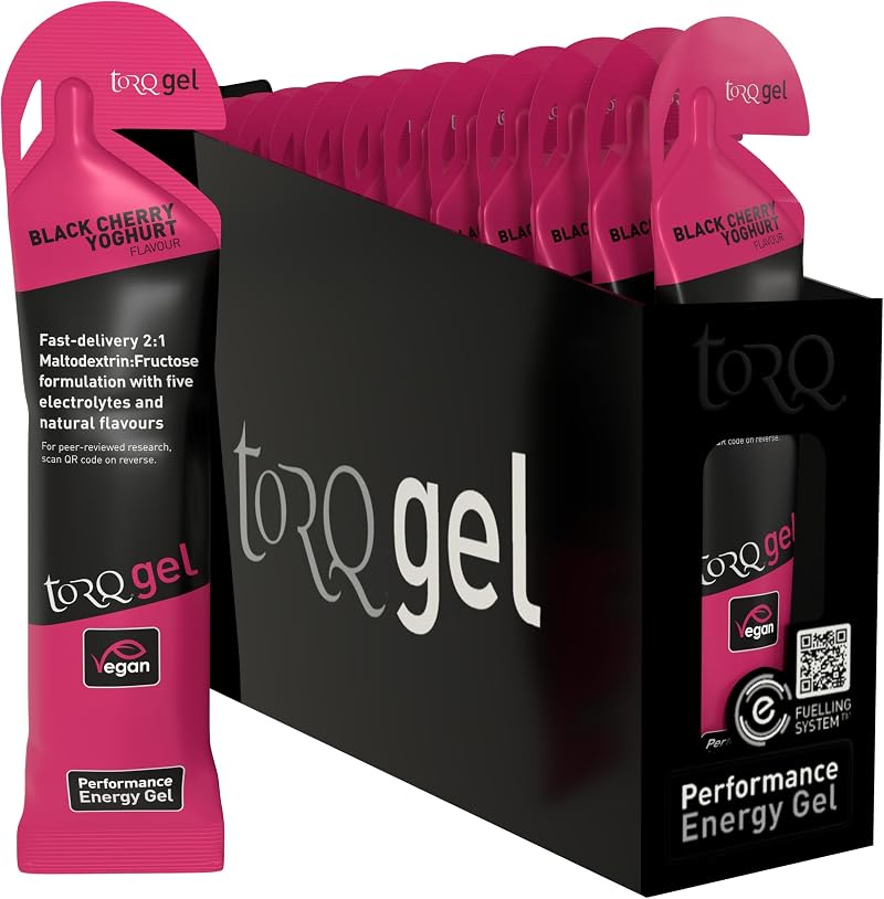 TORQ Running Gels with Electrolytes Cherry Yoghurt 30g Carbs 2:1 Maltodextrin