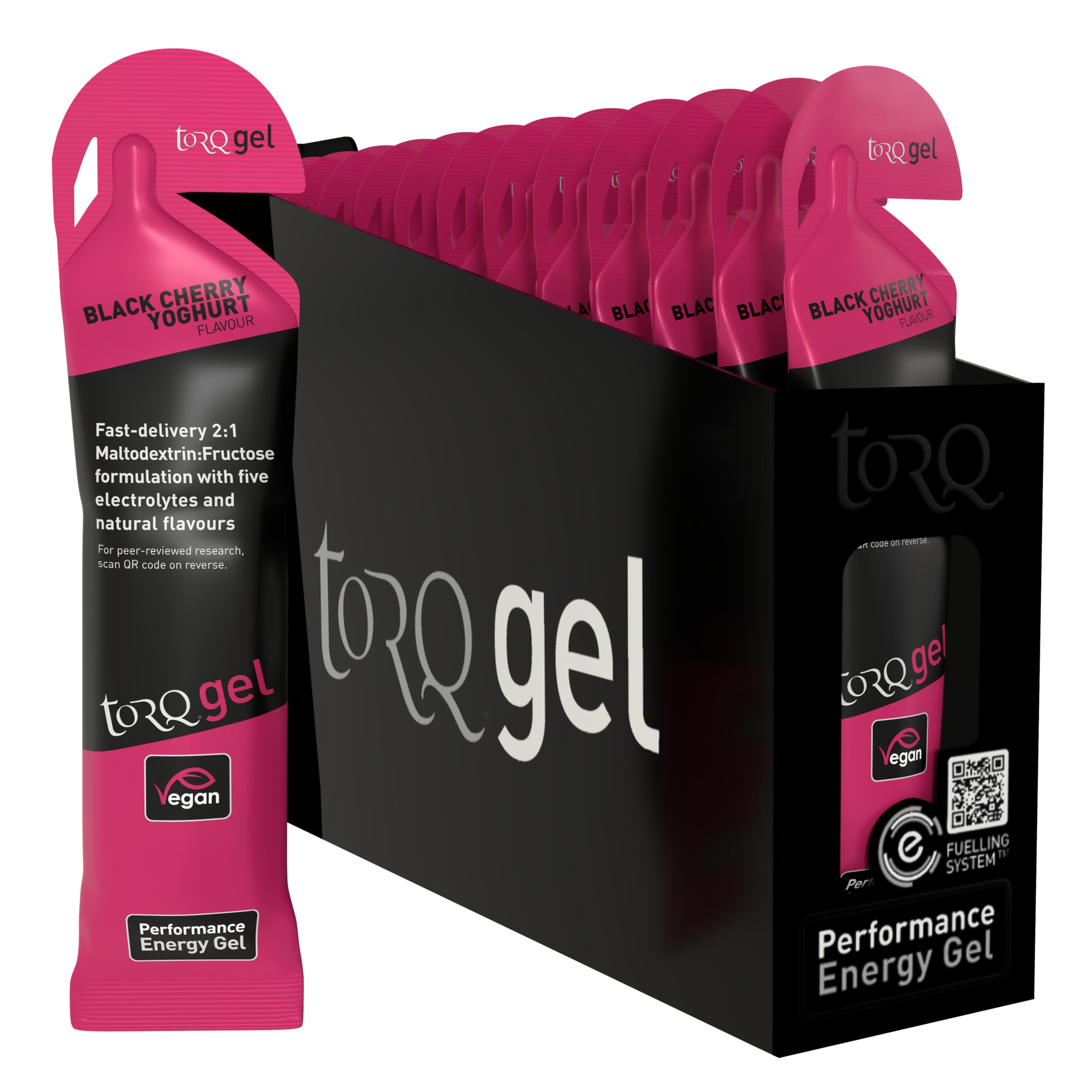 TORQ Running Gels with Electrolytes - 2:1 Maltodextrin: Fructose for Endurance Sports & Optimal Performance | Energy Gels for Running, Cycling & Marathons - 30g Carbs Per Gel | Cherry Yoghurt 15