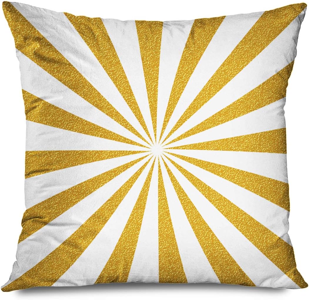 DANGCCI Throw Pillow Cover Square 18x18 Inches Solar Vintage Gray Birth Sun Rays Abstract Flash Yellow Burst Christmas Television Lens Day Effect Decorative Pillow Cushion Case Home Decor Pillowcase