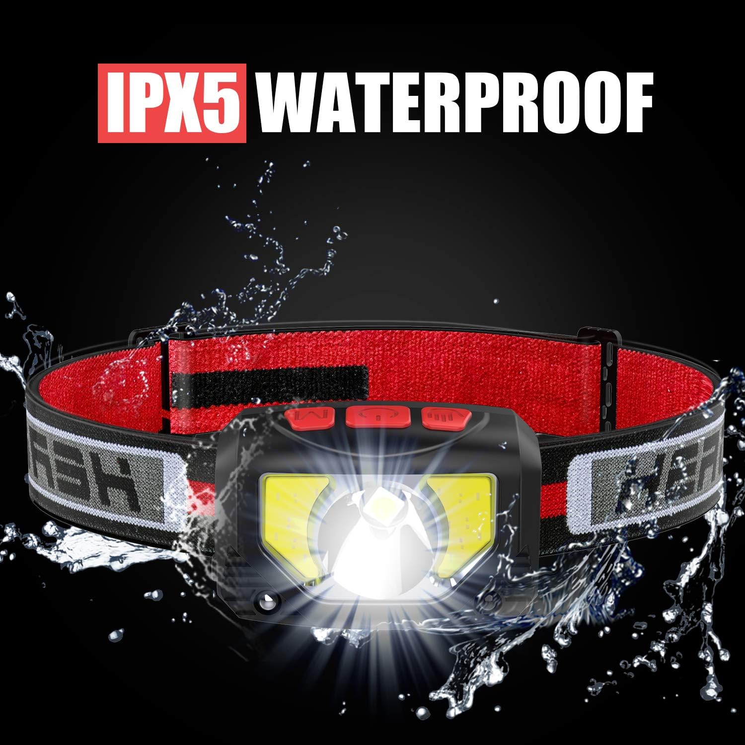TINMIU Rechargeable LED Headlamp Flashlight, 2-PACK 1000 Lumen Super Bright Motion Sensor Head Lamp, IPX5 Waterproof, Bright White Cree Led & Red Light Perfect for Running, Camping, Hiking & More - - 