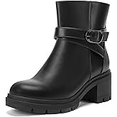DOBOLIN Wide Calf Knee High Boots for Women Square Toe 3.5-Inch Chunky Heel Tall Boots Side Zipper Long Boots