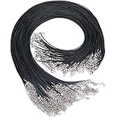 EuTengHao 120Pcs Necklace Cord Bulk, Black Waxed Necklace Cord String for Jewelry Necklace Bracelet Making (24 inch Length,1.5mm Width)
