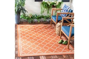 SAFAVIEH Courtyard Collection 5'3" x 7'7" Terracotta / Bone CY6918 Trellis Indoor/ Outdoor Splashproof Easy Scrubbing Patio Backyard Mudroom Area Rug