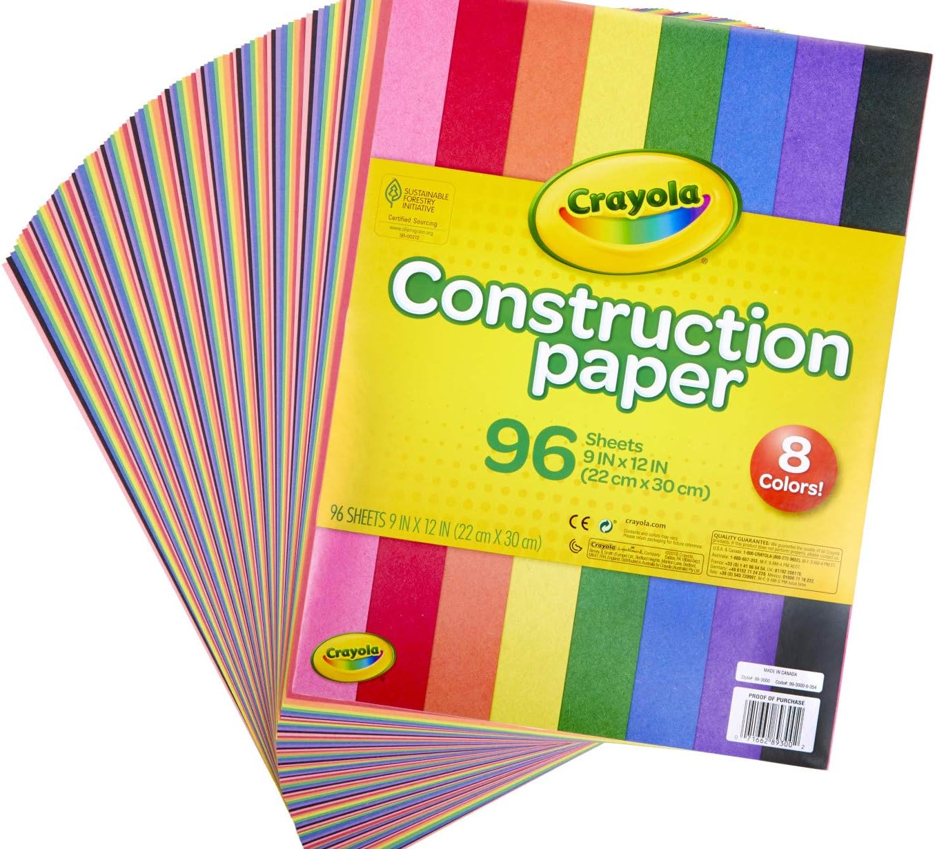 Crayola Construction Paper 9" x 12" Pad, 8 Classic Colors (96 Sheets), Great For Classrooms & School Projects, Assorted: Toys & Games