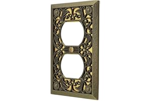 Amerelle 65DAB Filigree Wallplate, 1 Duplex, Antique Brass