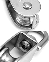 QWORK 2PCS M25 Single Pulley Block 304 Stainless Steel 11mm Wire 360 Swivel view 4