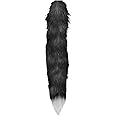 Tailz Snap-On Interchangeable 16.5 inch Black & White Fox Tail for Anal Plug | Thick Long and Furry Animal Tail for Women | Soft Vegan Friendly Faux Fur Tail | Kinky Animal Play Fox Cosplay Tail | But