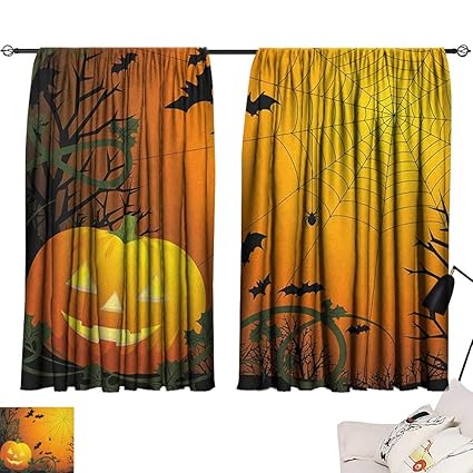 Amazon Com Blackout Window Curtain Spider Web Halloween Themed