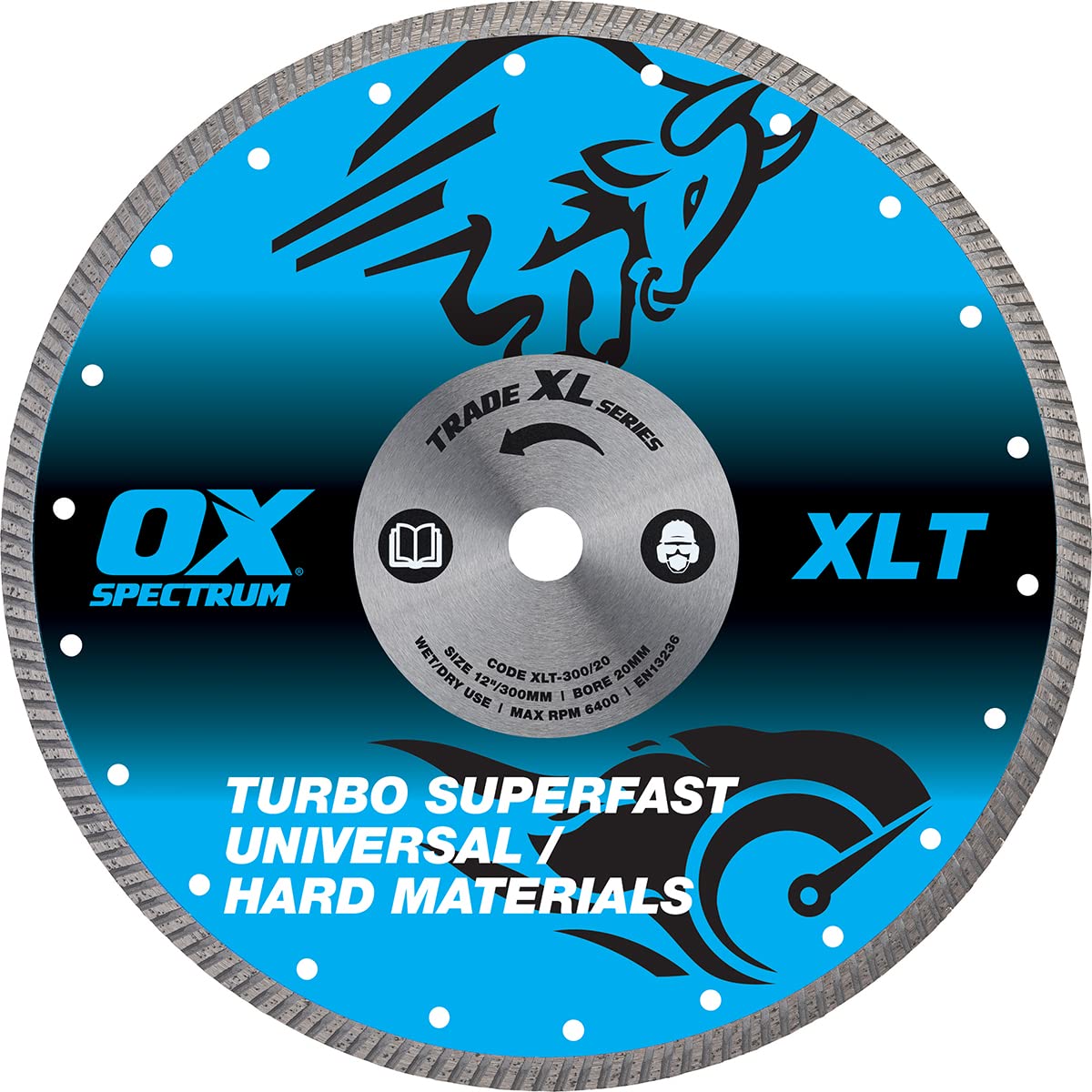 OX Tools XL Turbo Diamond Blade - Universal & GP - 300/20mm, Blue