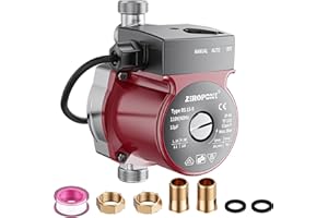 ZeroPone Hot Water Recirculating Pump, Water Circulator Pump, 120W 110V Automatic Circulating Pump Stainless Steel Head NPT 3/4" w/NPT 1/2" Adapter,15-9S Dual Control for Electric Water Heater System