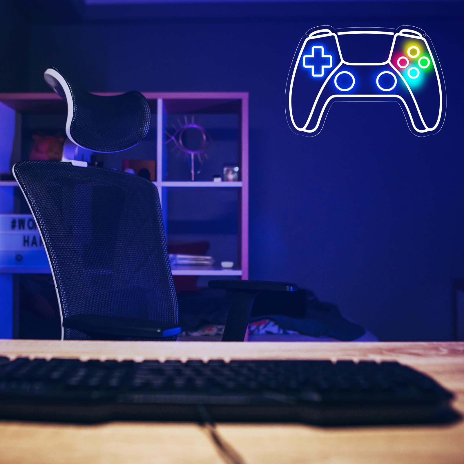 Gamer Neon Sign, Gamepad Shaped LED Neon Sign for Gamer Room Decor, Gaming Neon Sign for Boys Room Decor, Neon Gaming Sign for Gaming Wall Decor, USB Powered Gamer Gifts for Teens, Boys, Kids