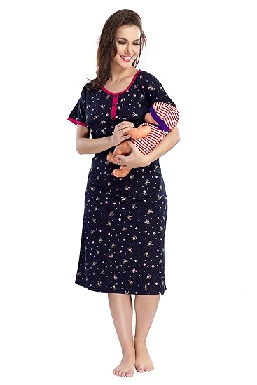 Women Printed Maternity Feeding Nighty