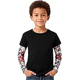 Magic Park 1-14Y Toddler Tattoo Sleeve T Shirts Kids Tattoo Tee Tops Girls Boys Long Sleeve Blouse Holiday Clothes