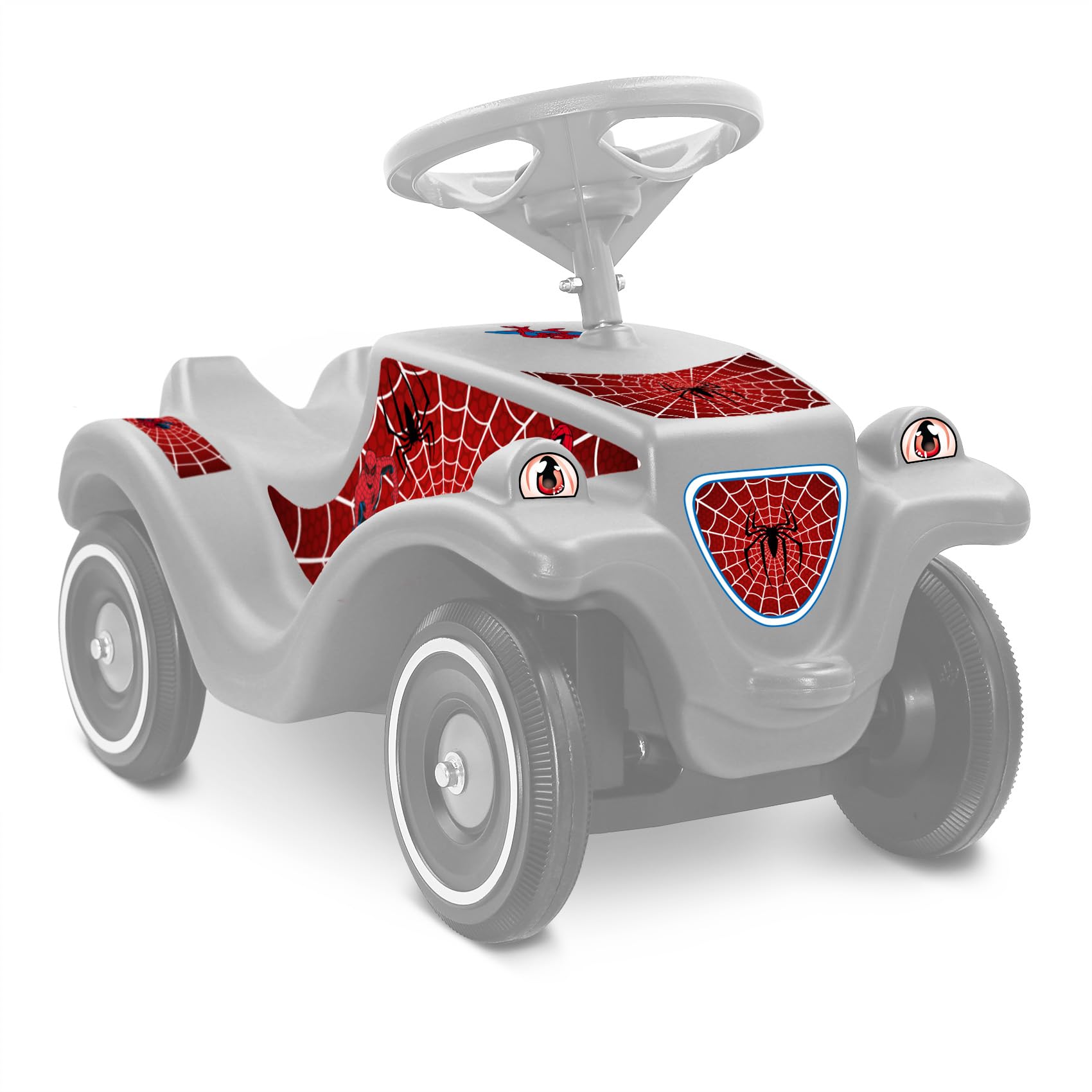 Finest Folia Sticker Set for Big Bobby Car Classic Slide Car Toy - Spiderman Design (4-8 Years, Unisex, Vinyl, No Assembly Required, 28" x 12")