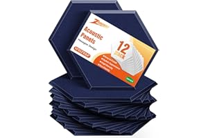 ZHERMAO 12 Pack Hexagon Acoustic Panels Beveled Edge Sound Proof Foam Panels, 14"X13"X 0.4" High Density Sound Proofing Padding for Wall, Acoustic Treatment for Studio, Home and Office (Dark Blue)