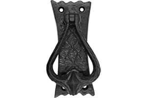 SAKEGA Medieval Cast Iron Door Knocker 11.5 cm x 4.8 cm (4½ in x 1⅞ in) | 1 Pc Vintage Antique Black Heavy-Duty Door Knocker with Mounting Hardware