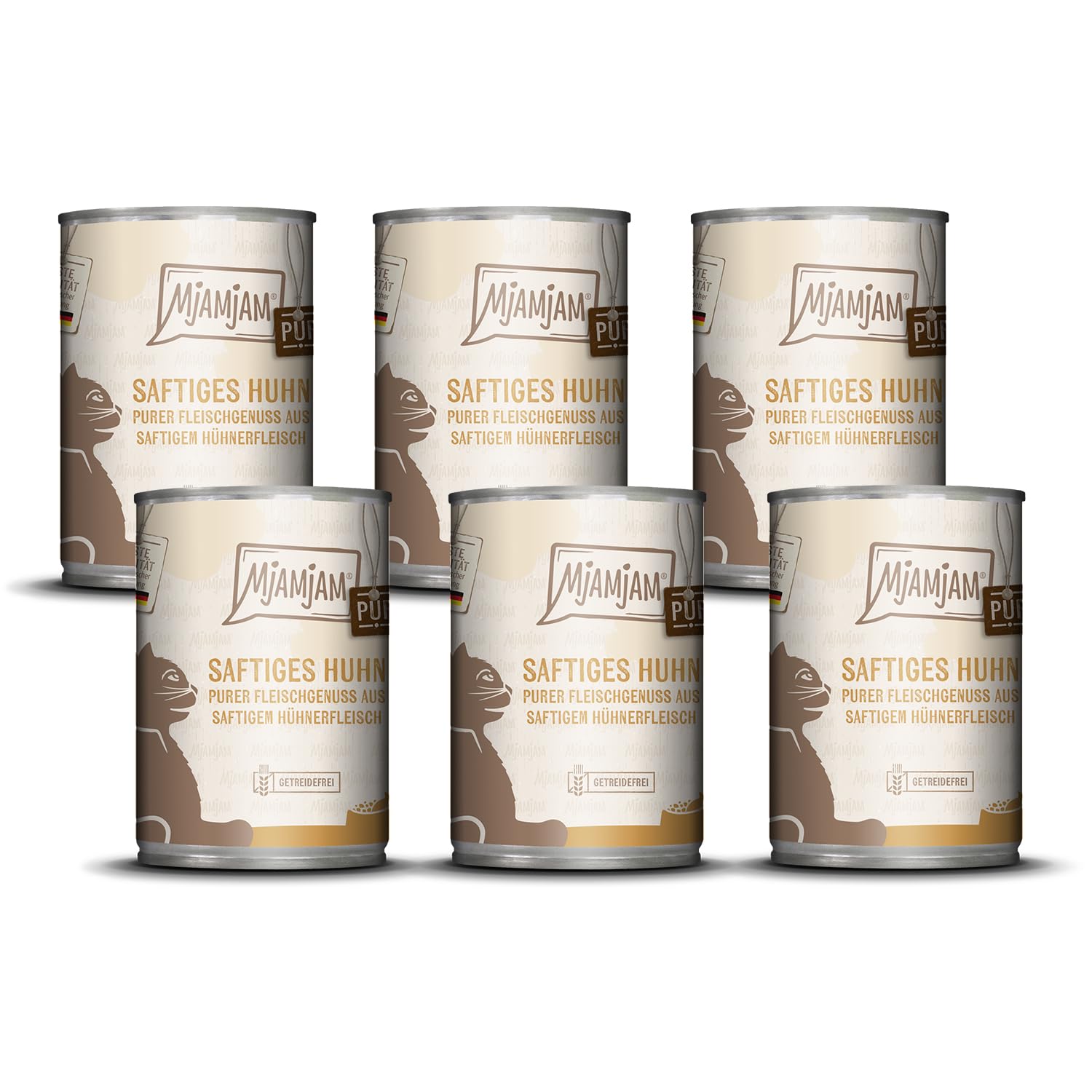 MjAMjAM - premium wet food for cats - pure meat enjoyment - juicy chicken pure, pack of 6 (6 x 400g), grain-free with extra meat