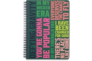 STEEL MILL AND CO. Steel Mill & Co Cute Mini Spiral Notebook for Theater Lovers, 8.25" x 6.25" Journal with Durable Hardcover and 160 Lined Pages, Wicked Word Art