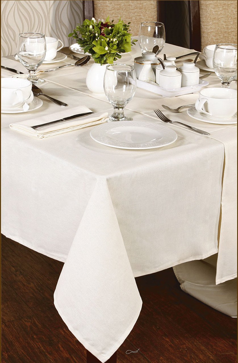 Repast Cream 100 Cotton Tablecloth 130cm x 230cm Amazon.co.uk Kitchen & Home
