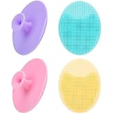 4 Pack Face Scrubber,JEXCULL Soft Silicone Facial Cleansing Brush Face Exfoliator Blackhead Acne Pore Pad Cradle Cap Face Was