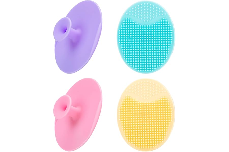 4 Pack Face Scrubber,JEXCULL Soft Silicone Facial Cleansing Brush Face Exfoliator Blackhead Acne Pore Pad Cradle Cap Face Wash Brush for Deep Cleaning Skin Care