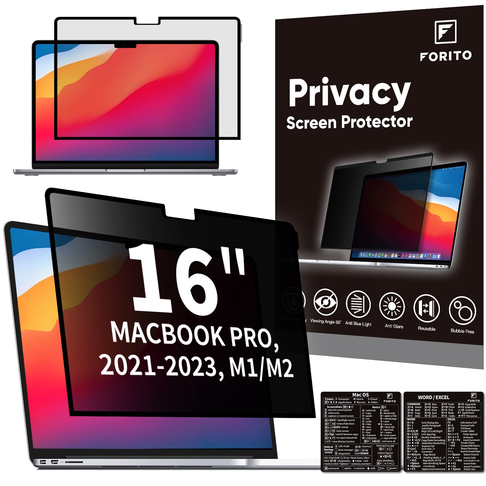F FORITO Laptop Privacy Removable Screen Protector