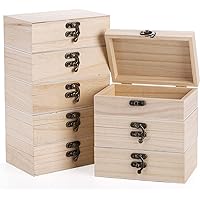 Yarlung 8 Pack Unfinished Wooden Boxes for Crafts, 6x4x2 Inch Small Keepsakes Box Jewelry Storage Unpainted DIY Gifts Box for